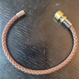 Montblanc brown leather bracelet magnetic clasp